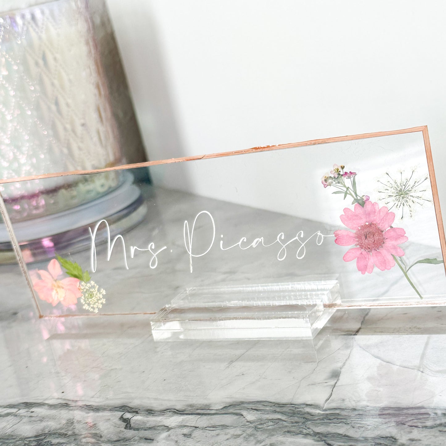 Girl Boss desk flower name plate