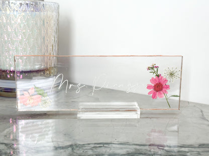 Girl Boss desk flower name plate