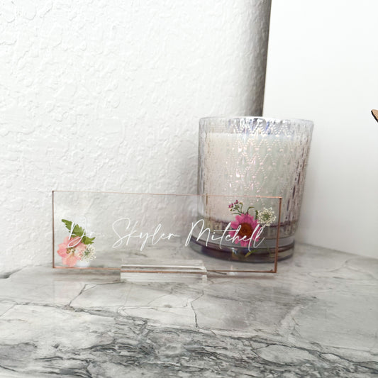 Girl Boss desk flower name plate